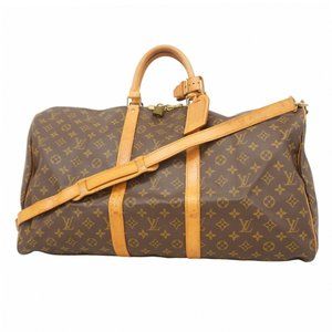 LOUIS VUITTON Brown Monogram Keepall Bandouliere 55 Boston Bag